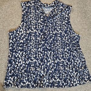 Banana Republic Women's Sleeveless Blue and White Top